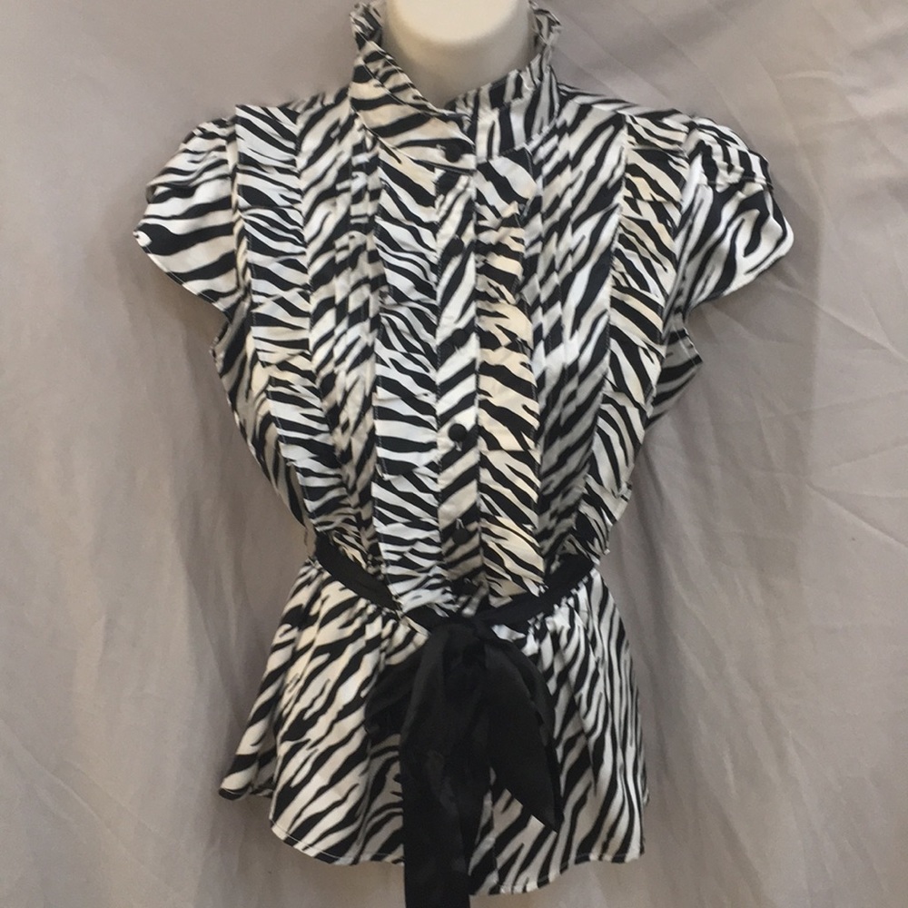 Sleek zebra print satin button up/by Forever 21!